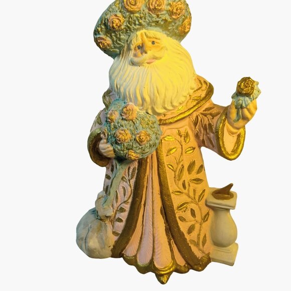 Russian Style St Nicholas Figurine Pink Floral Gold Trim Hand Painted Vintage 94 - Picture 7 of 9
